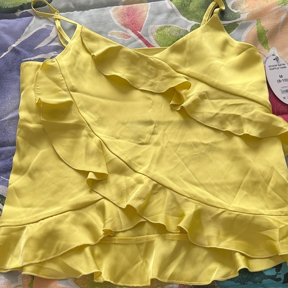 Elegant Yellow Ruffled Camisole Top